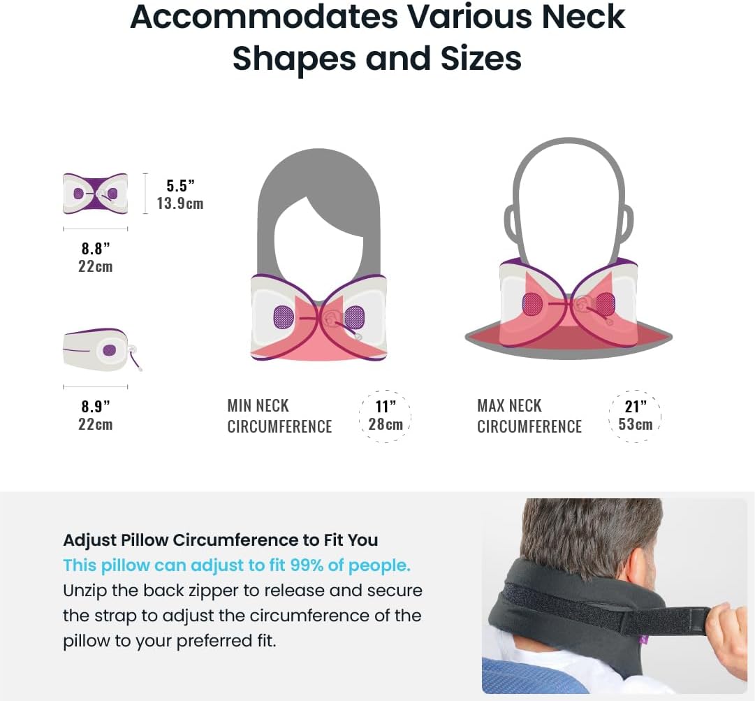 Cabeau Travel Essential Neck Pillow - Fits Most Neck Sizes (11-21 inches) - Evolution X Three Ways to Adjust for Ultimate Comfort on Long Flights (Sapphire) - Image 2