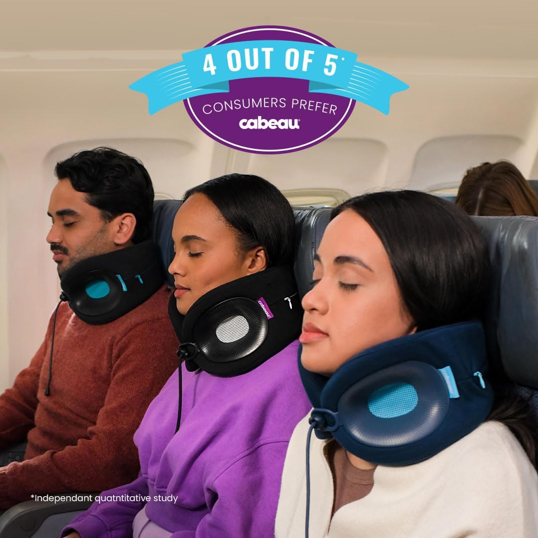 Cabeau Travel Essential Neck Pillow - Fits Most Neck Sizes (11-21 inches) - Evolution X Three Ways to Adjust for Ultimate Comfort on Long Flights (Sapphire) - Image 8