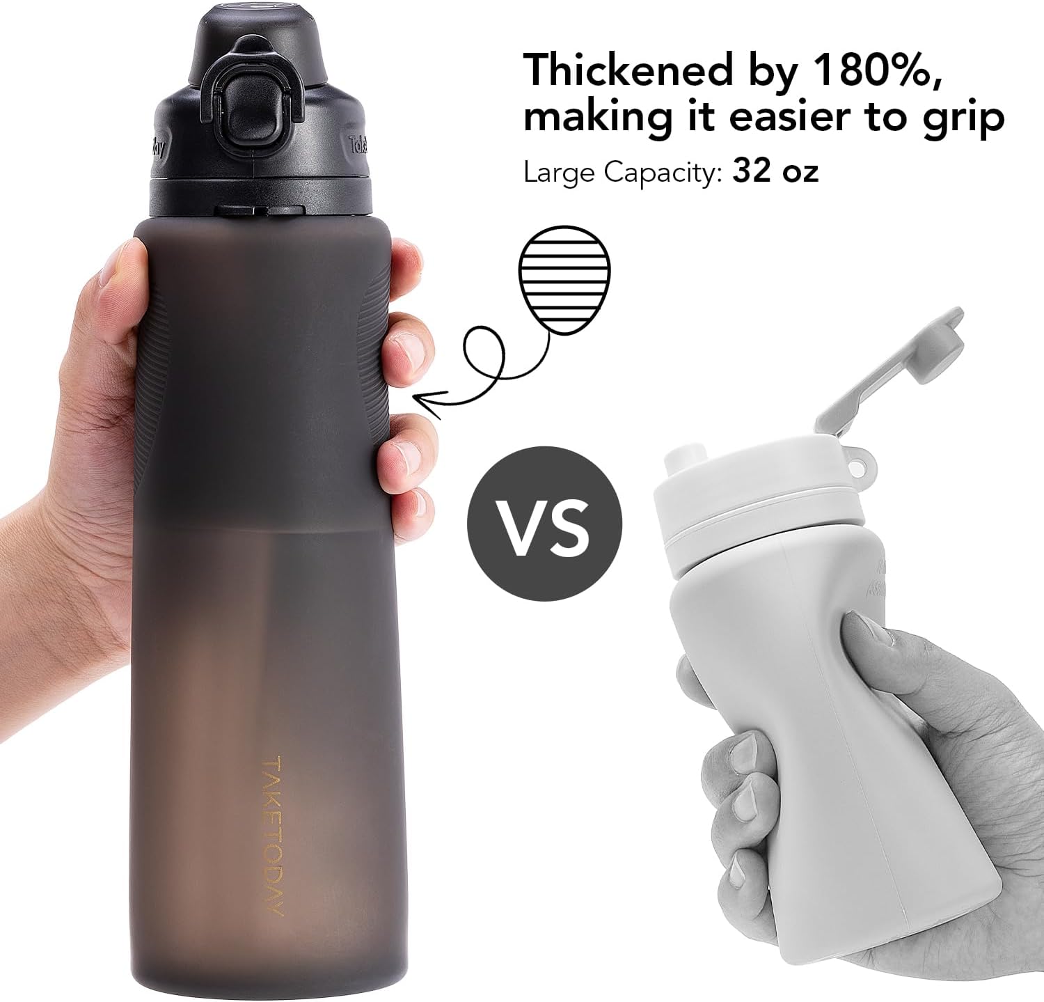 TakeToday Collapsible Water Bottles 32oz, Foldable Travel Water Bottle, BPA Free, Silicone Water Bottle Leakproof for Hiking, International Travel, Outdoors - Image 4