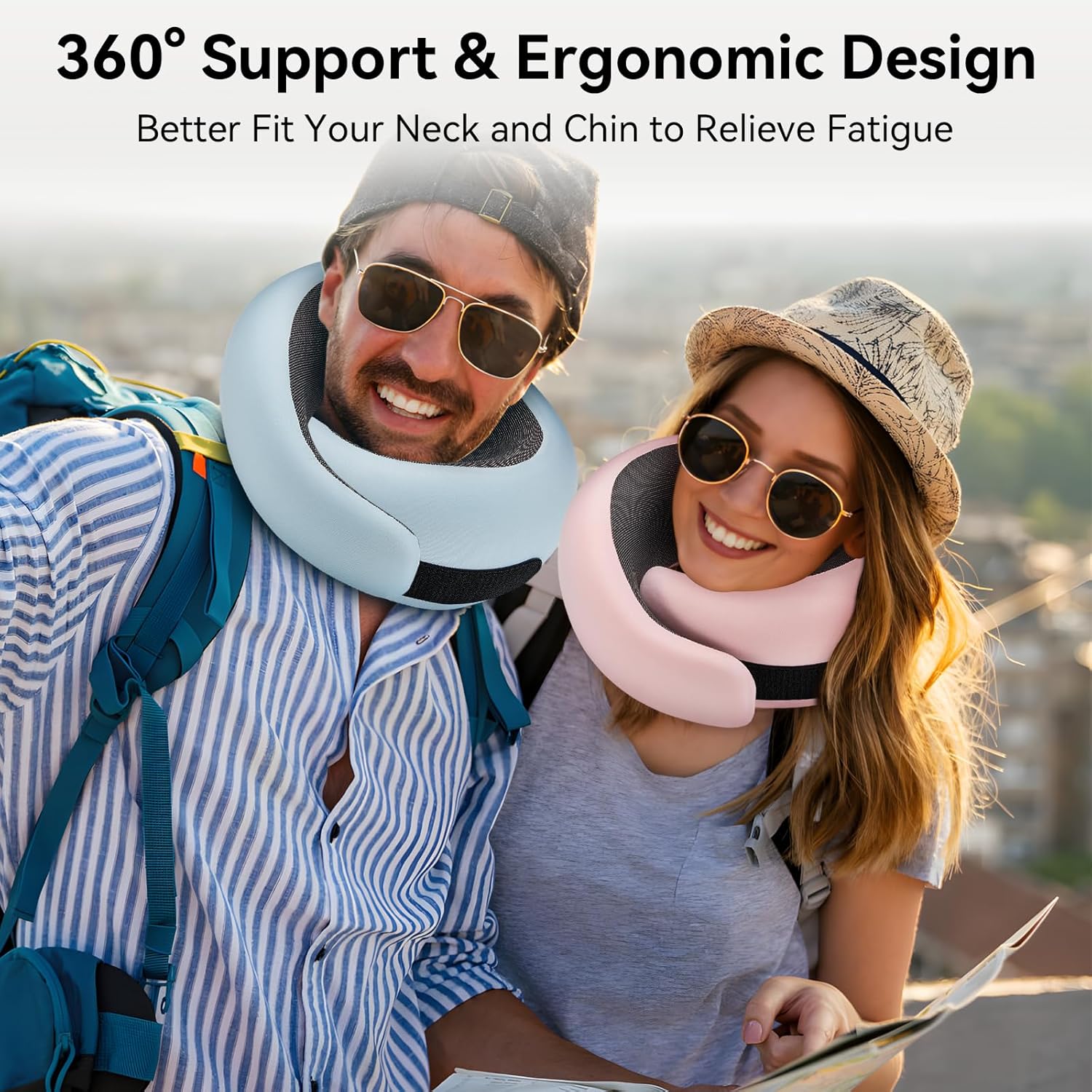 Travel Neck Pillow for Airplanes, Premium Memory Foam Neck Pillow with Ergonomic 360° Support, Travel Essentials for Plane, Car, Train and Home, Max Black - Image 6