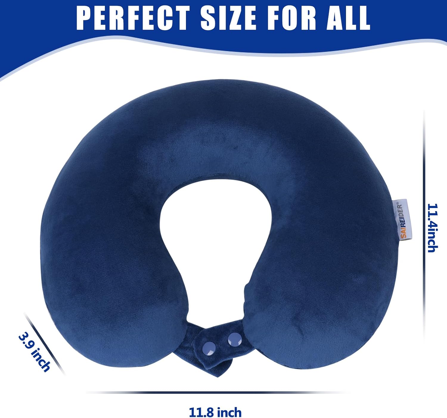 SAIREIDER Neck Pillows for Travel-Head Neck Support Travel Pillow for Traveling, Car, Home, Office Adjustable(Navy Blue) - Image 6