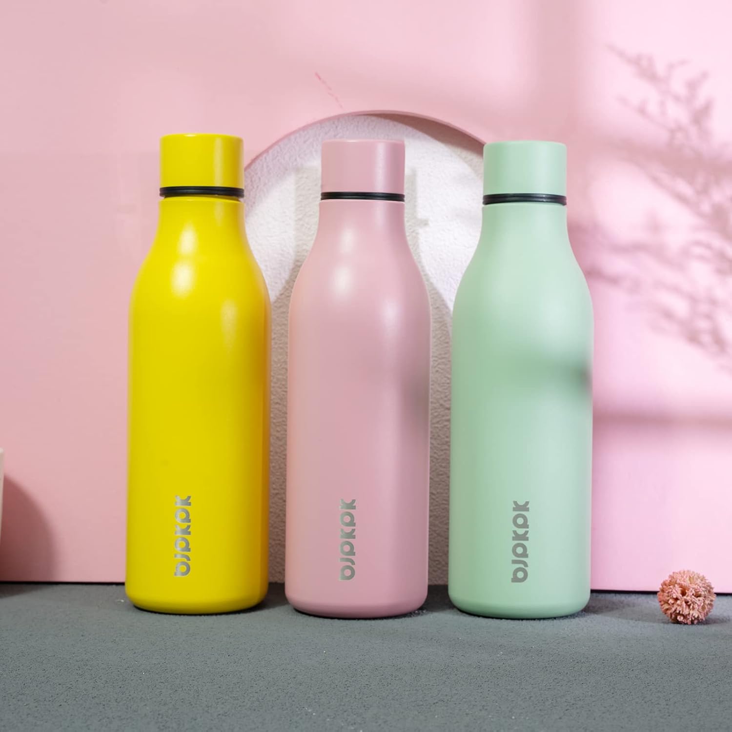 BJPKPK Insulated Water Bottles, 18 oz Stainless Steel Metal Water Bottle with Strap, BPA Free Leak Proof Jugs, Mugs, Flasks, Reusable Thermal Flasks for Sports & Travel, Macaron Green - Image 4