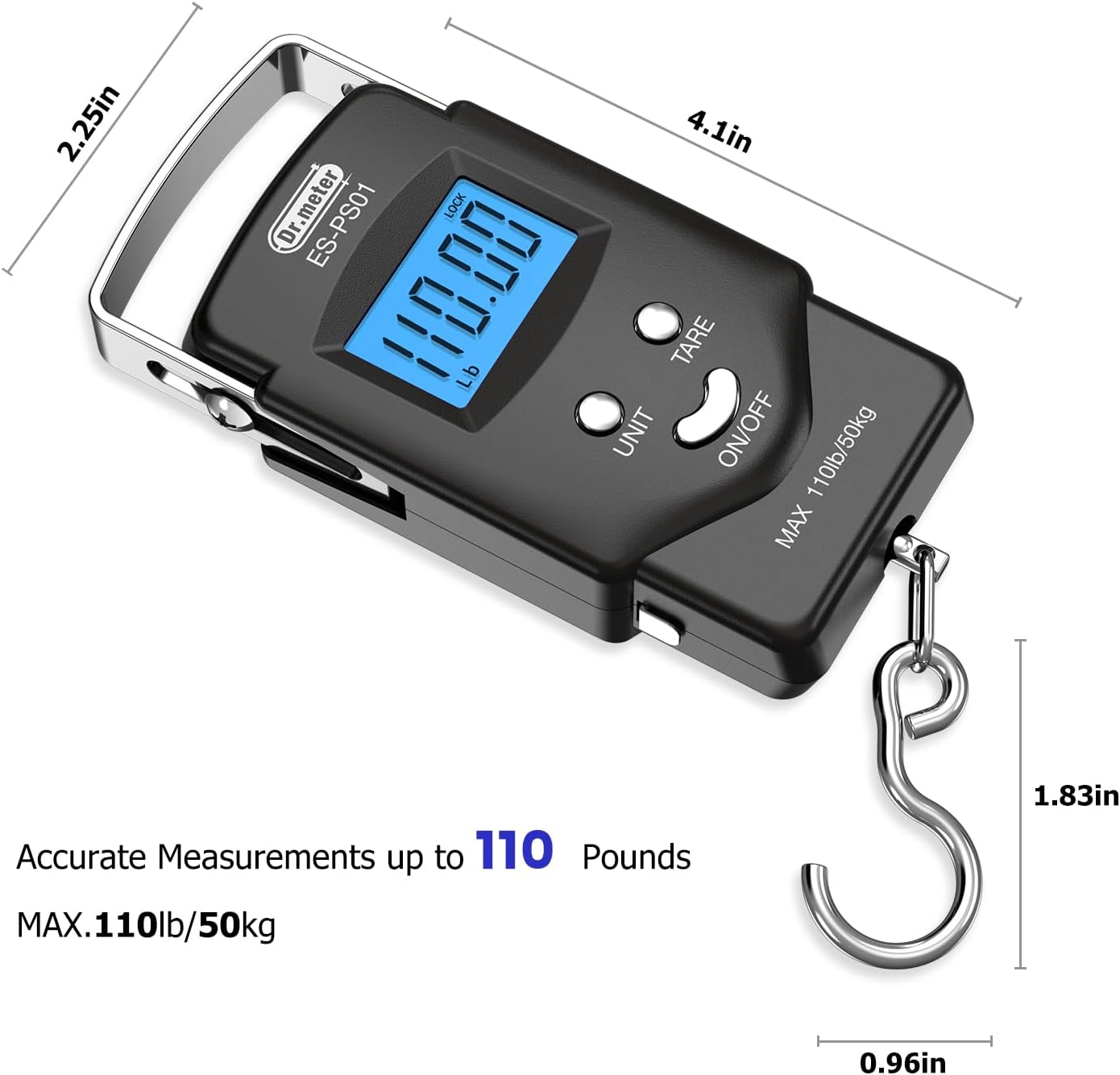 Fish Scale Luggage Scale Fishing Gear - 110lb Backlit LCD Display Digital Scale with Built-in Measuring Tape - Fishing Scale with 2 AAA Batteries, Pocket Size - Fishing Gifts for Men - Image 7