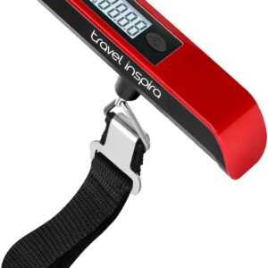 travel inspira Luggage Scale, Portable Digital Hanging Baggage Scale for Travel, Suitcase Weight Scale with Rubber Paint, 110 Pounds, Battery Included