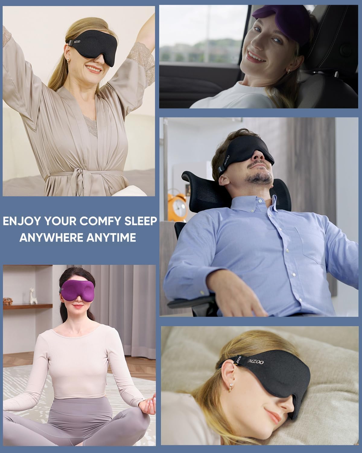 MZOO Luxury Sleep Eye Mask for Side Sleeper Men Women, Zero Eye Pressure 3D Sleeping Mask, Light Blocking Patented Design Night Blindfold, Soft Eye Shade Cover for Travel, Black - Image 7