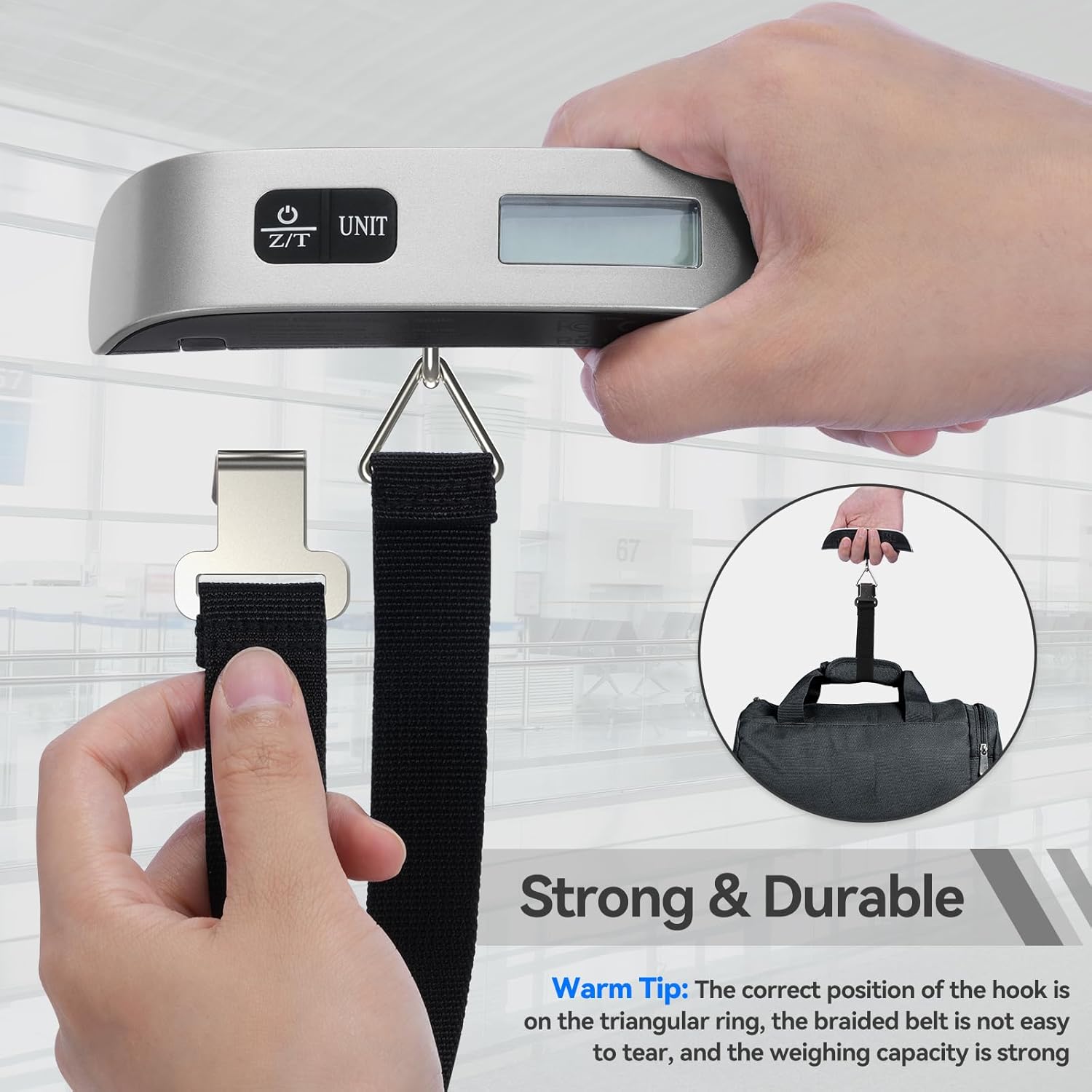 Luggage Scale 2 Pack Dr.meter Travel Scale Essentials Backlight LCD Display 110lb/50kg Luggage Weight Scale Portable Handheld Scale with Rubber Paint, Temperature Sensor, Battery Included - Image 7