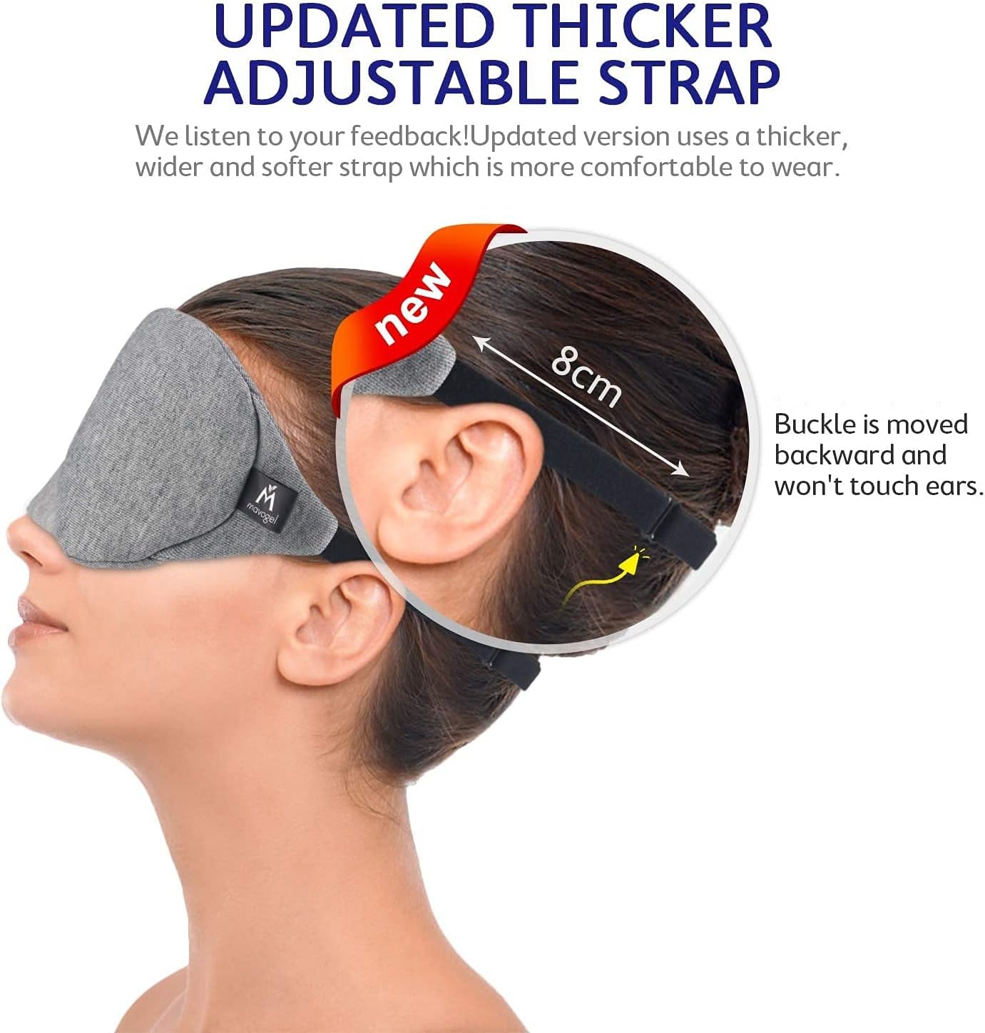 Mavogel Cotton Sleep Mask - Updated Design Light Blocking Sleep Mask, Soft and Comfortable Eye Blindfold for Men Women, Eye Mask for Sleeping/Shift Work, Includes Travel Pouch, Grey & Black - Image 6