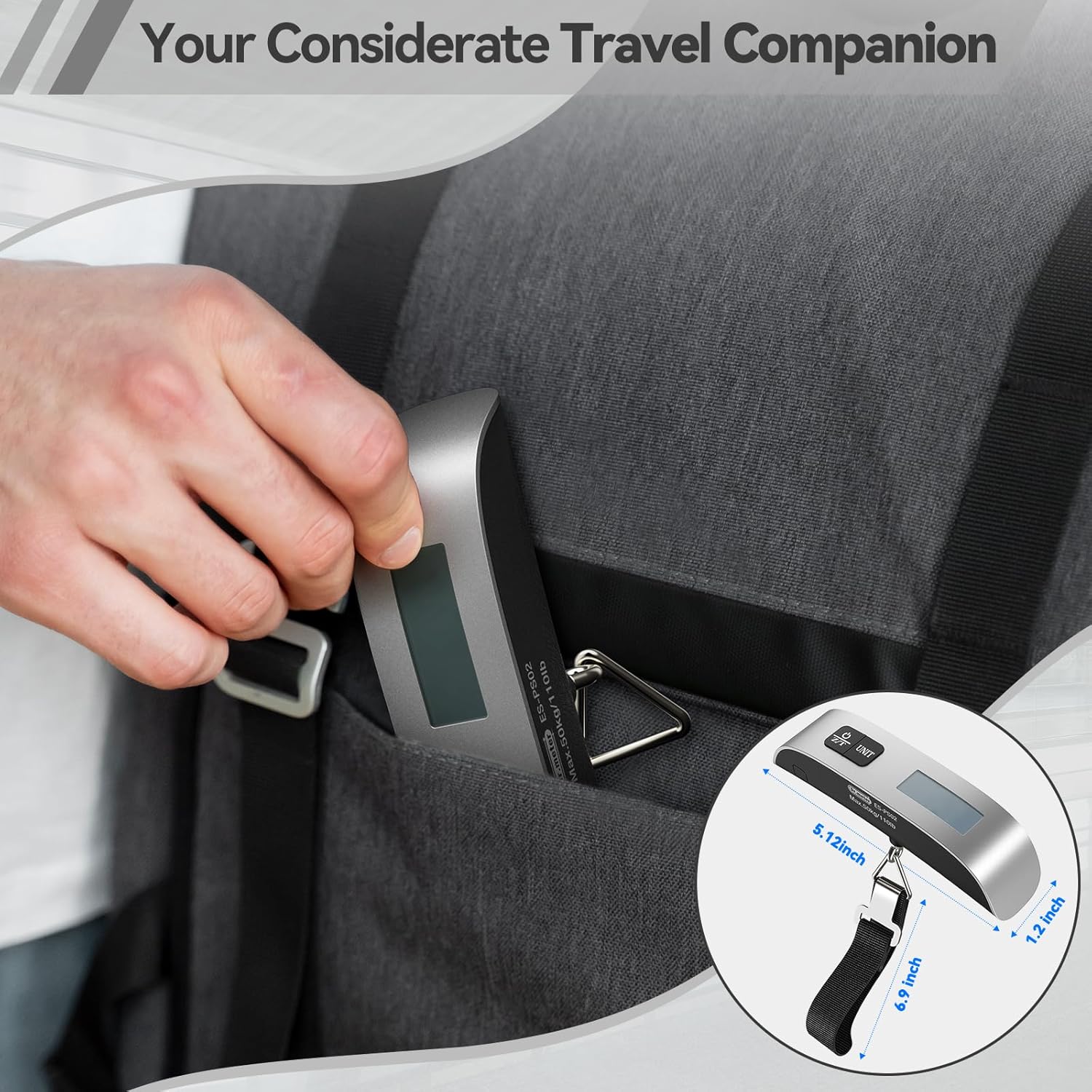 Luggage Scale 2 Pack Dr.meter Travel Scale Essentials Backlight LCD Display 110lb/50kg Luggage Weight Scale Portable Handheld Scale with Rubber Paint, Temperature Sensor, Battery Included - Image 8