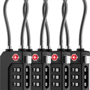 LUGGEX TSA Locks for Luggage, Suitcase Locks TSA Approved, Luggage Locks, Ease of Use & Durable(Black,4 Pack)