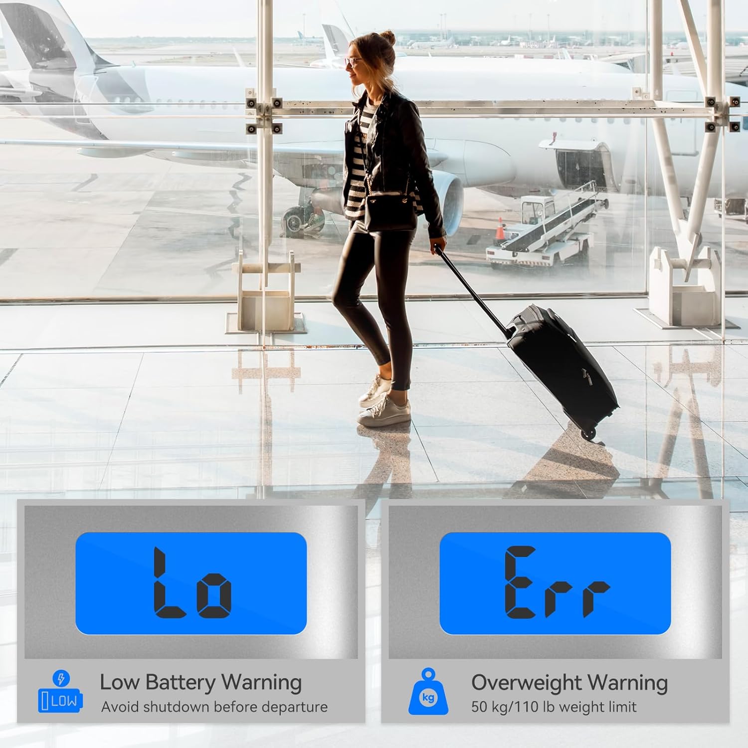 Luggage Scale 2 Pack Dr.meter Travel Scale Essentials Backlight LCD Display 110lb/50kg Luggage Weight Scale Portable Handheld Scale with Rubber Paint, Temperature Sensor, Battery Included - Image 3