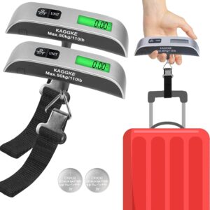 2 Pcs - silver Travel Digital Luggage Scale - Portable Baggage Scale - Suitcase Weight Scale - Ideal for Travel Scale Luggage Weight - 110LB/50KG, Includes Battery - Temperature Display Hanging Scales