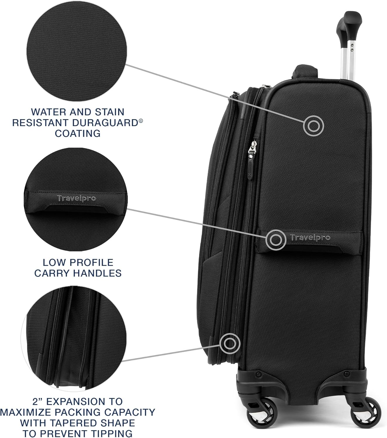 Travelpro Maxlite 5 Softside Expandable Luggage with 4 Spinner Wheels, Lightweight Suitcase, Men and Women, International, Black, Carry-on 21-Inch - Image 5