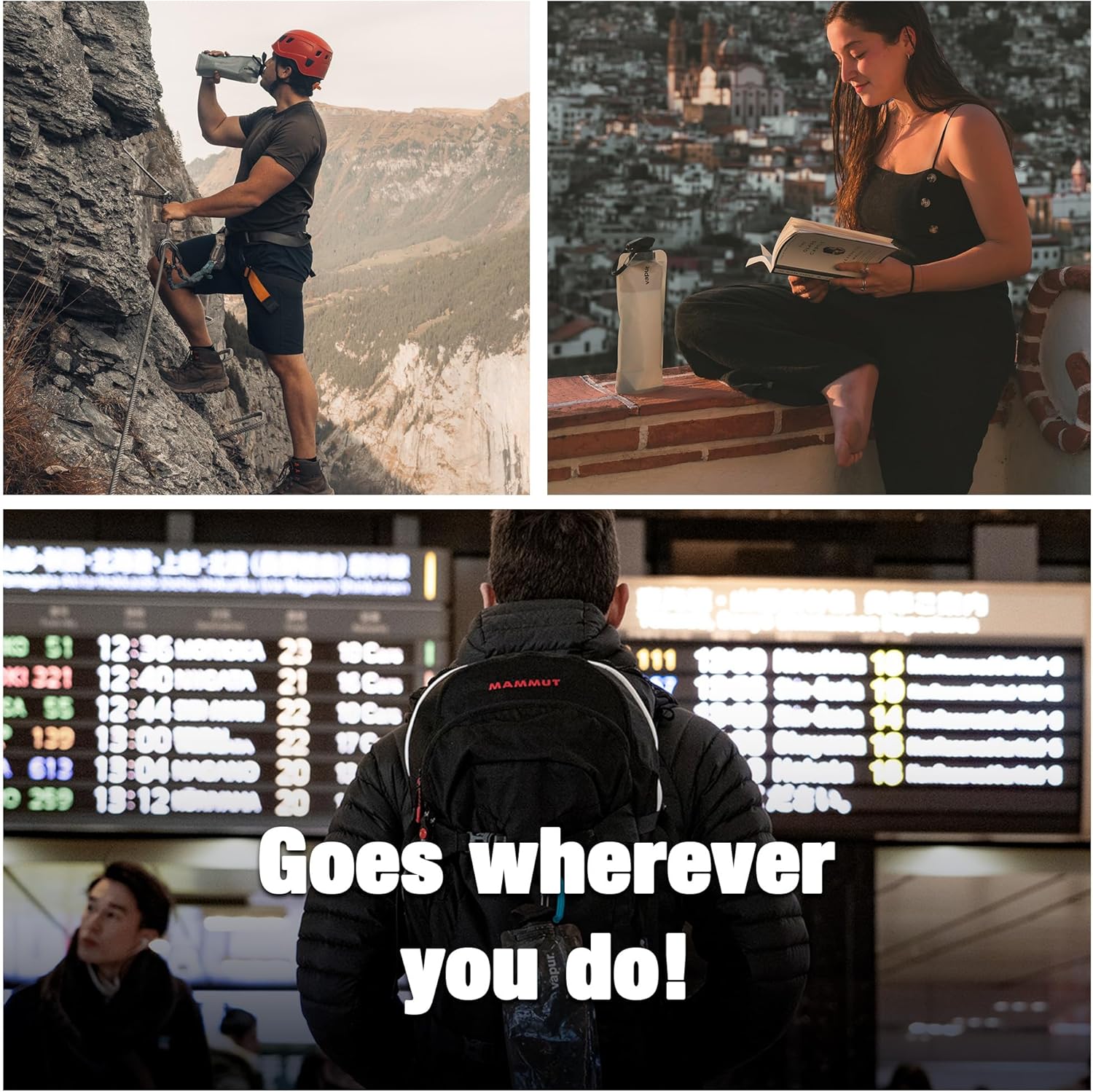 Vapur Flexible, Collapsible Wide Mouth Anti-Bottle with Detachable Carabiner, 34 Ounce, Malibu Teal, Pack of 1 - Image 5