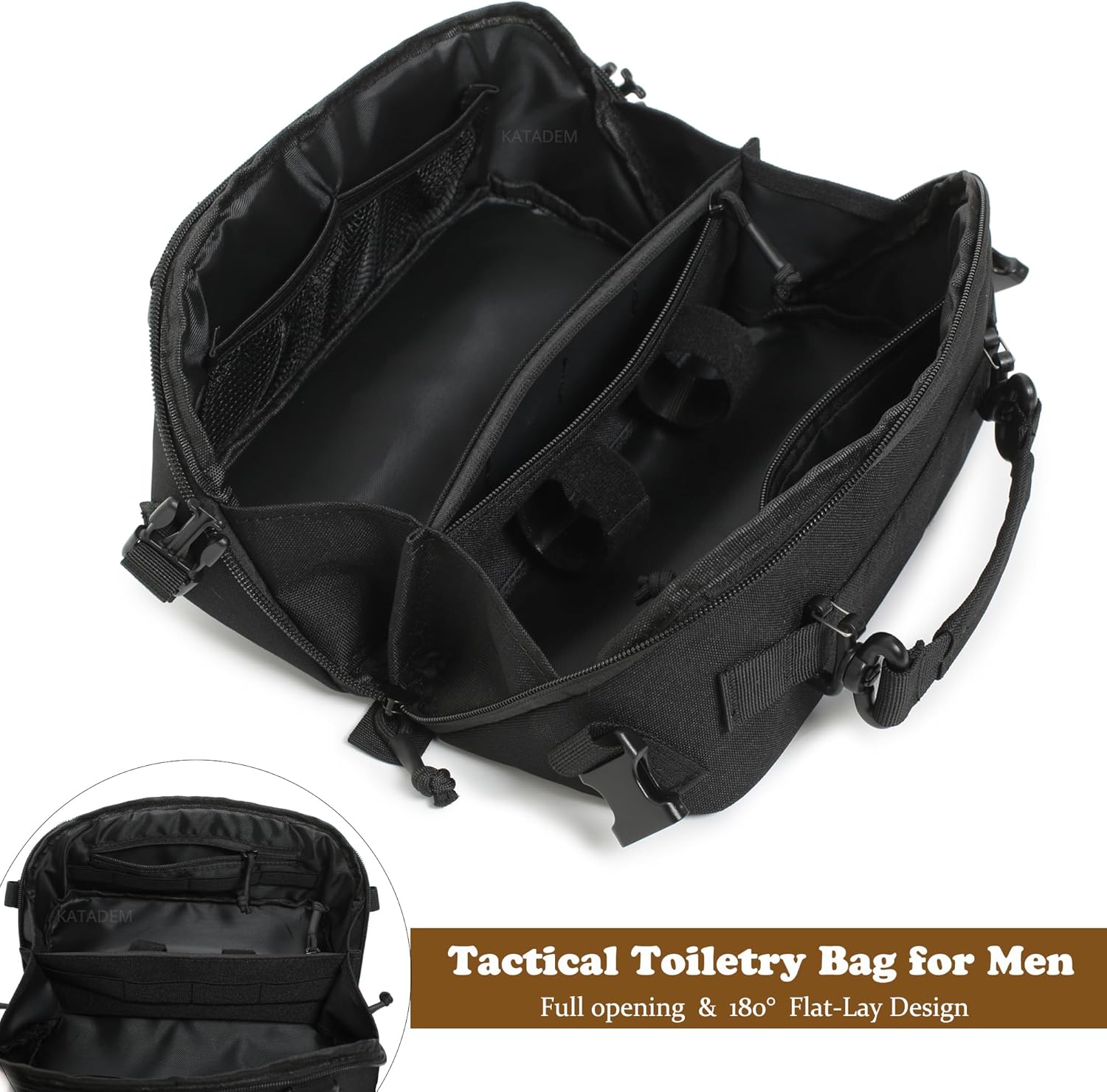 Katadem Tactical Toiletry Bag for Men with Wide Open Design - Travel Toiletry Organizer Hanging Dopp Kit Shaving Bag for Toiletries Accessories,Hygiene Bag EDC Military Tool Molle Pouches - Image 2
