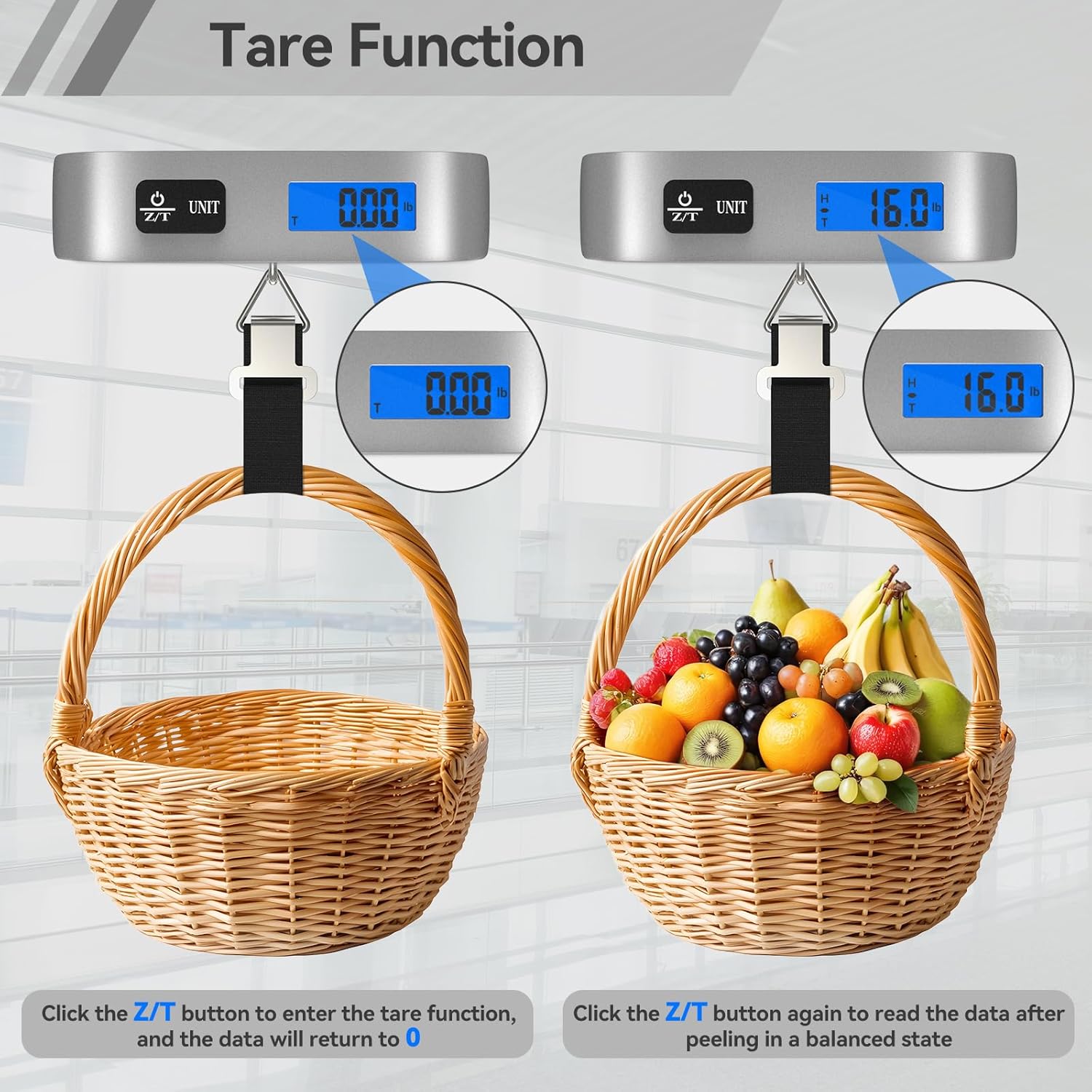 Luggage Scale 2 Pack Dr.meter Travel Scale Essentials Backlight LCD Display 110lb/50kg Luggage Weight Scale Portable Handheld Scale with Rubber Paint, Temperature Sensor, Battery Included - Image 5