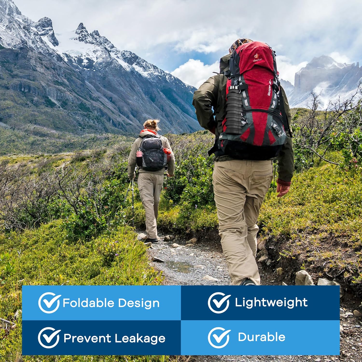 Collapsible Water Bottles 17oz, Portable Leak-Proof Travel Water Bottle, Reusable BPA Free Silicone Foldable Water Bottle with Carabiner for Gym, Traveling, Camping, Hiking, Sports-Black - Image 7