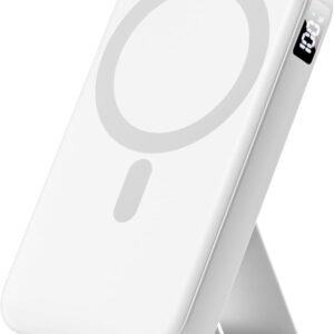 Magnetic Portable Charger, 10000mAh Power Bank with Leather Foldable Stand - Travel Essentials, USB-C 20W Fast Charging for Magsafe Battery Pack, Compatible with iPhone 17/16/15/14/13 Series