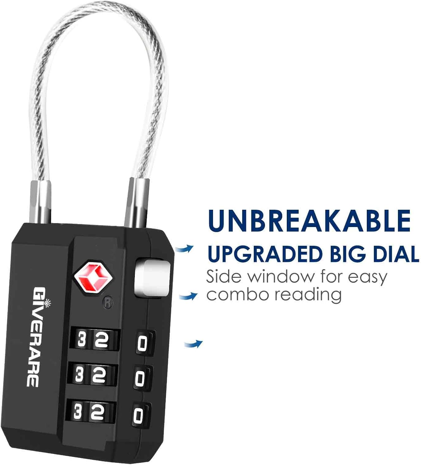 2 Pack TSA Approved Travel Luggage Locks, Cable Combination Lock 3-Digit, Keyless Suitcase Padlocks, Weatherproof Padlock for Locker, Golf Bag, Gun Case, Backpack, Anti Theft, Easy Read Dials-Black - Image 5