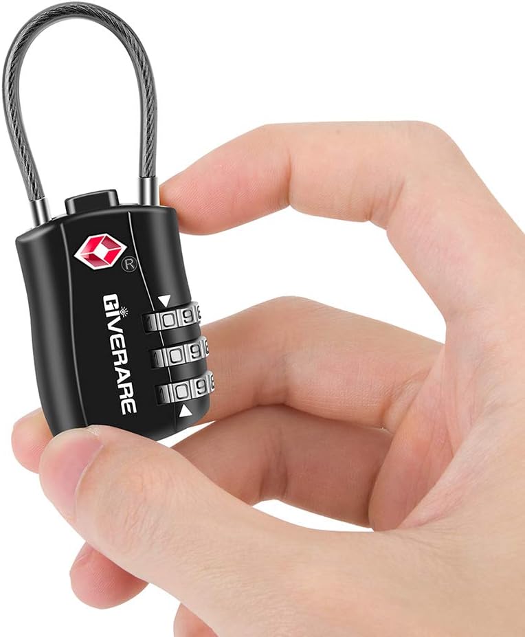 GIVERARE 2 PCS TSA Approved Luggage Locks, Combination Travel Cable Lock, Re-settable 3-Digit Padlocks with Alloy Body, Keyless Travel Sentry Accepted Padlock for Gym Locker, Golf Bag Case-Black - Image 5