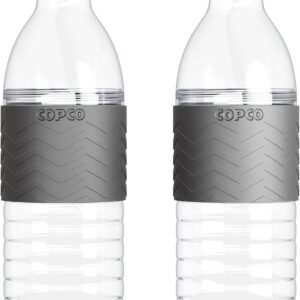 Copco Hydra Water Bottle with Spill-Resistant Lid, 16.9 oz (Set of 2) - Reusable Tritan Non-Slip Sleeve, Twist-Open Body - BPA-Free, Leak-Proof, Durable & Portable for Gym, Office, School (Gray)