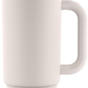 Ello Port 30oz Tumbler with Carry Loop & Integrated Handle | Vacuum Insulated Stainless Steel Reusable Water Bottle Travel Mug | Leak Proof Lid | Flexible Straw | BPA-Free | Dishwasher Safe | Cream