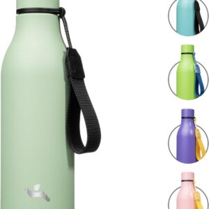 Insulated Water Bottle with Strap,18 oz Double Wall Stainless Steel Vacuum Bottles Metal Water Flask,Macaron Green