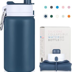 PLTCAT Collapsible Foldable BPA Free Reusable Lightweight Leak-Proof Travel Silicone Water Bottle for Travel, Gym, Hiking, Office, Camping