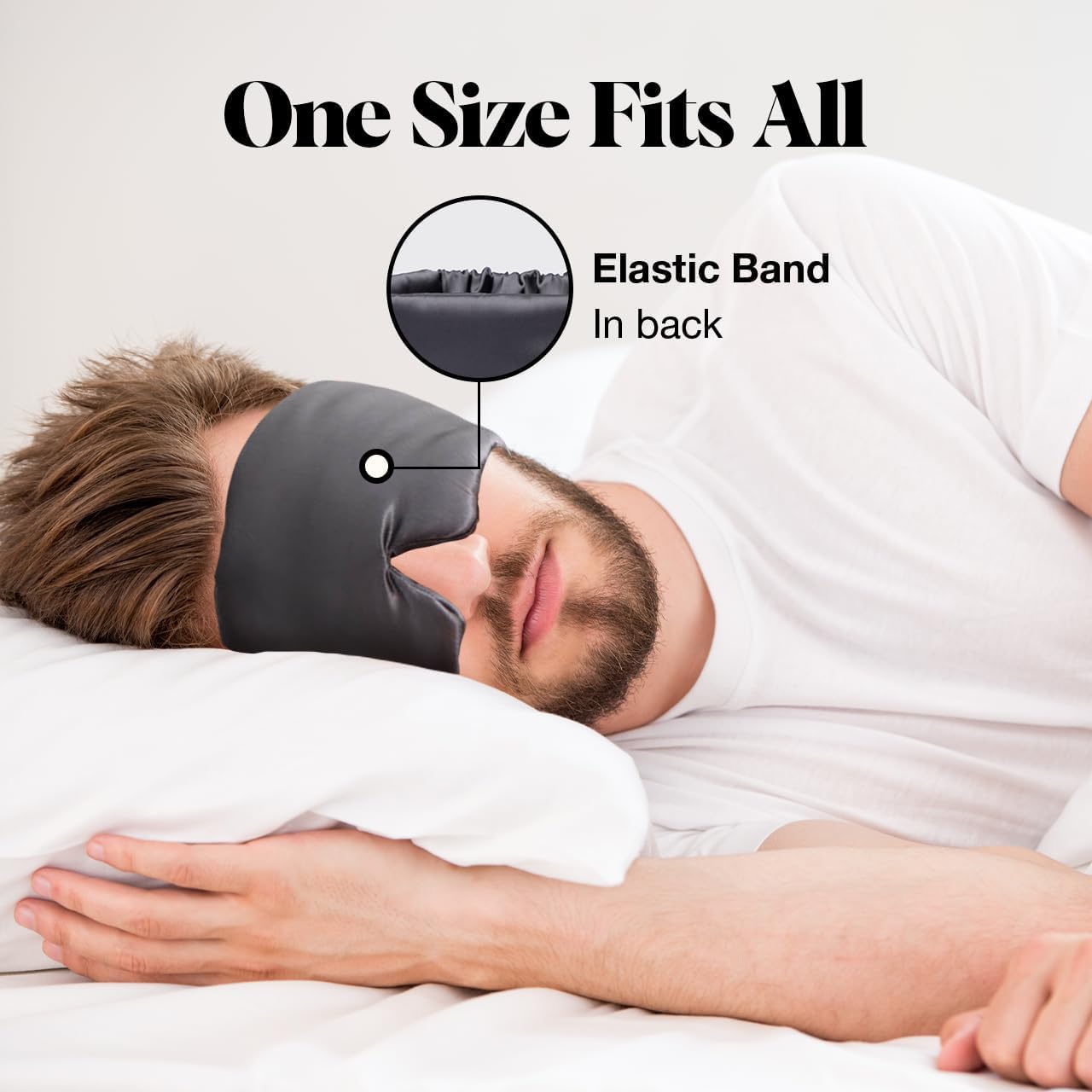 Kitsch Satin Sleep Mask - Eye Mask for Sleep, Softer Than Silk Satin Sleeping Mask Blindfold and Sleep Masks for Women and Men, Eye Care Travel Essentials - Charcoal Black - Image 3