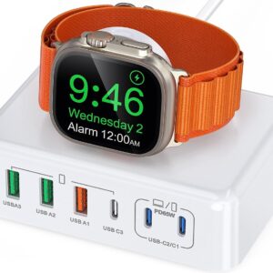 170W USB C Charging Station Block, Travel Charger for Multiple Devices, USB C Charger Plug for iPhone 17 16 15 14 13 Series, Apple Watch Ultra SE 10 9 8 7 6 5 4 3 2, AirPods, MacBook Pro Air, iPad