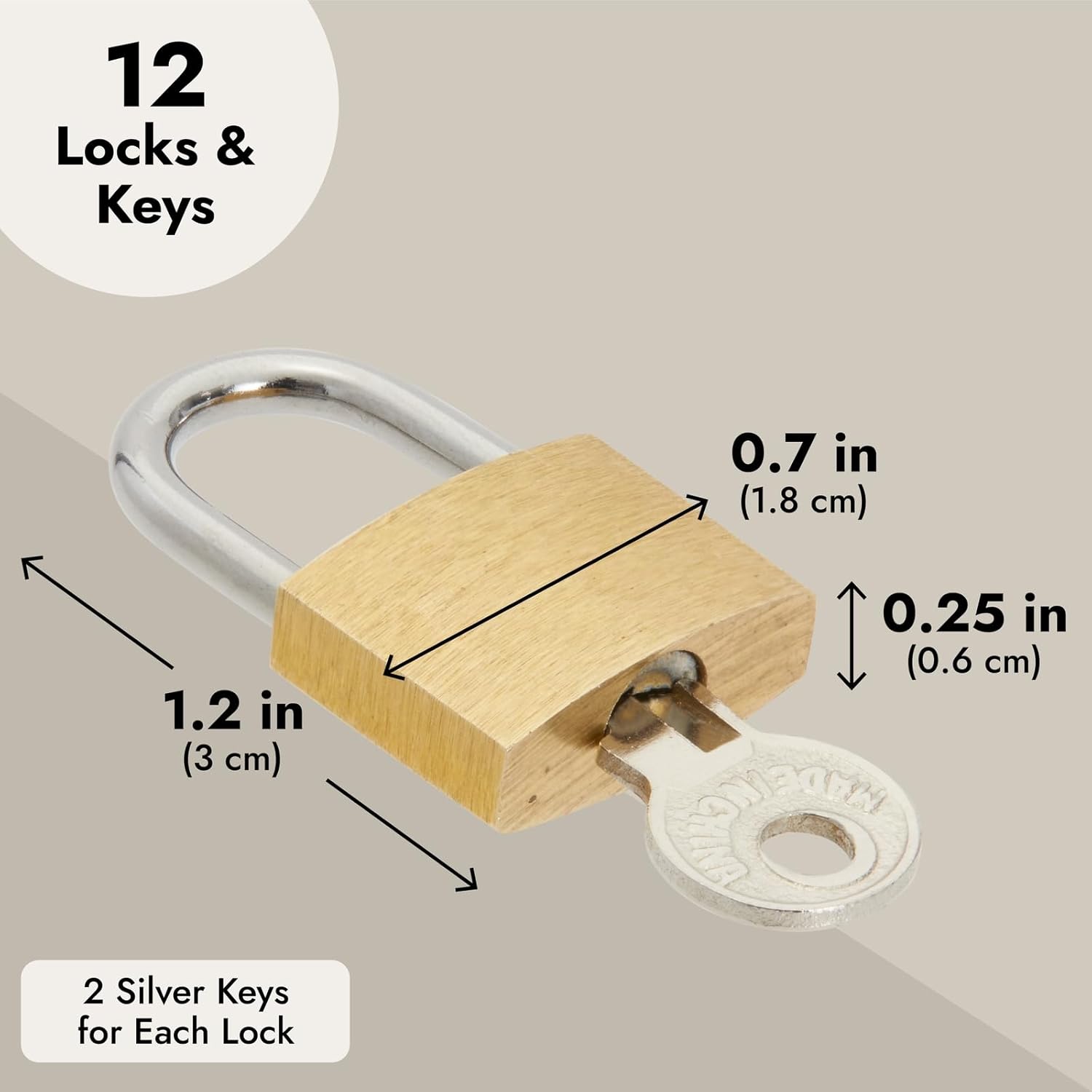 Juvale Luggage Locks with Keys - 12-Pack, 0.7 x 1.2 x 0.25 in, Gold & Silver - TSA Approved Locks for Luggage & Travel Security - Image 4