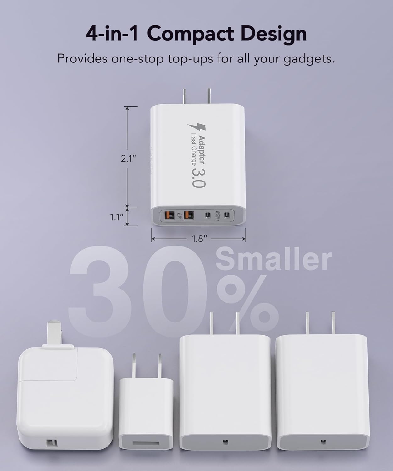 40W USB C Charger Block, 2-Pack 4-Port Type C Fast Charging Brick Dual PD&QC Wall Plug Adapter Compatible for iPhone13/14/15/16/17 Pro/Pro Max/iPad, Airpods, iwatch, Samsung Galaxy - Image 5