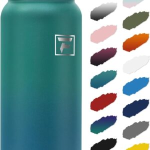 Fanhaw 20 Oz Insulated Stainless Steel Vacuum Water Bottle with Anti-Dust Pop-Open Lid - For Kids, Women, Men | Leak & Sweat Proof (Green Blue)