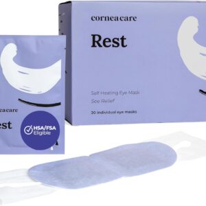 CorneaCare Rest: Self Heating Warm Compress for Dry Eyes | Heated Eye Mask for Fast Relief | Steam Mask for Stye Care | No Microwave or Washcloth Needed | Travel Ready Warm Compress | 30 Count