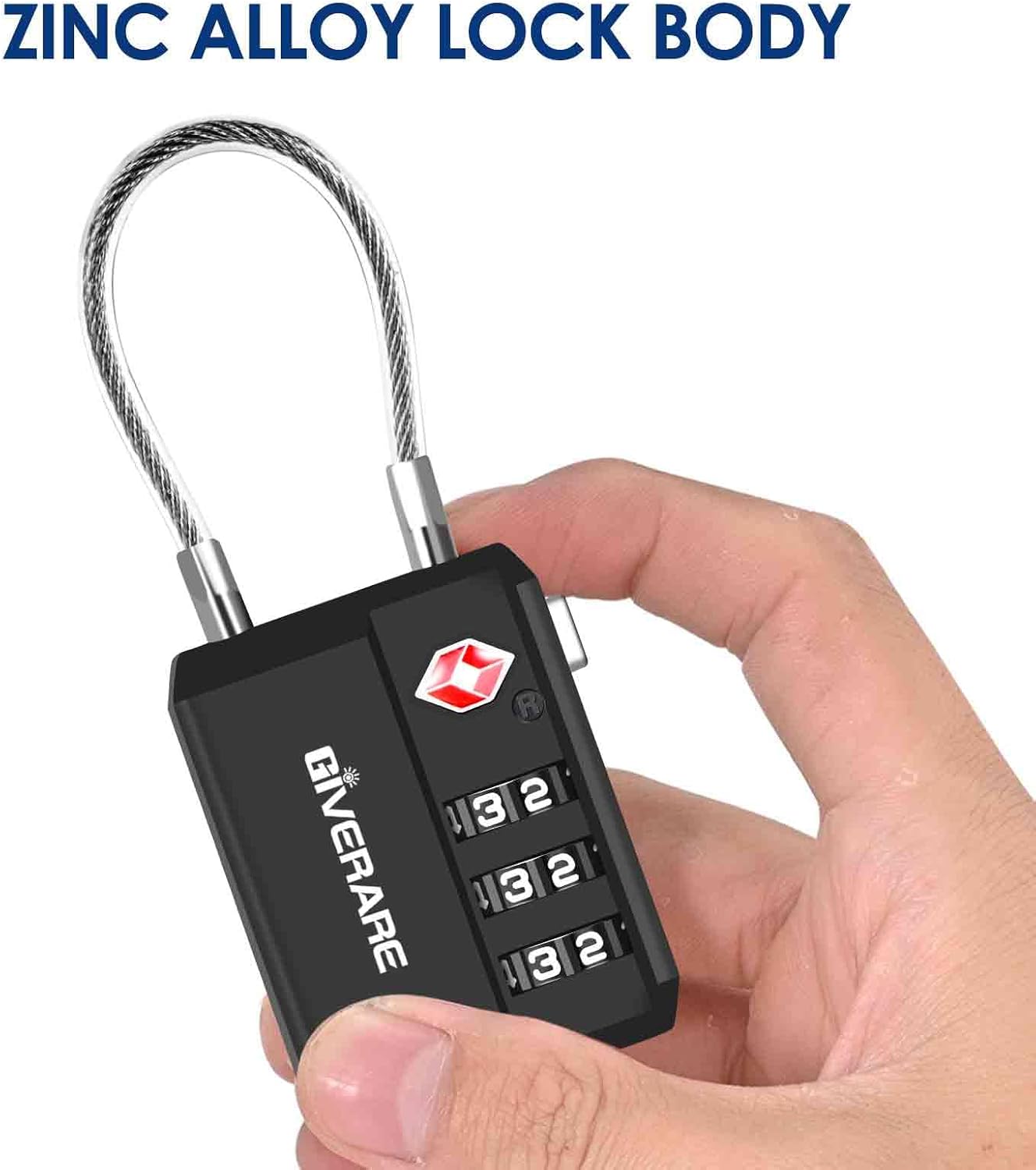 2 Pack TSA Approved Travel Luggage Locks, Cable Combination Lock 3-Digit, Keyless Suitcase Padlocks, Weatherproof Padlock for Locker, Golf Bag, Gun Case, Backpack, Anti Theft, Easy Read Dials-Black - Image 6