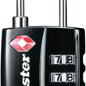 Master Lock Black TSA-Approved Luggage Lock with Wide Lock Body and Thin, Durable Steel Shackle, Zipper Lock for Backpacks, Luggage, 4680DBLK