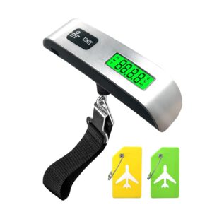 Luggage Scale, Luggage Weight Scale Equipped with Stainless Steel Hook, Boarding Pass and 4 Unit Switching Functions, 110 Pound Luggage Scale Travel Digital Luggage for Travel, Backpack, (Sliver)