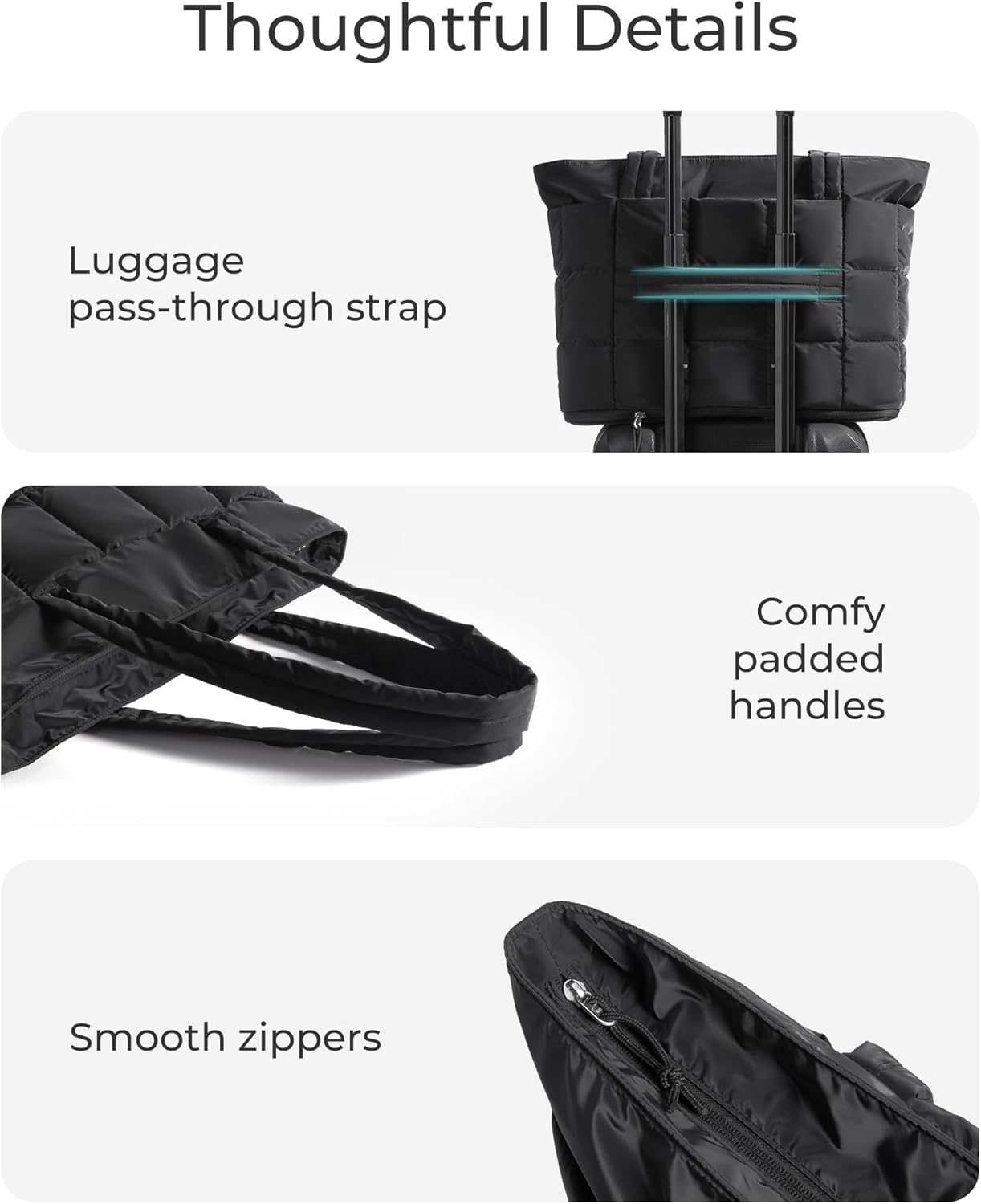 BAGSMART Expandable Tote Bag for Women, Puffer Work Tote Handbag, Quilted Carry On Bag for Travel Gym - Image 7