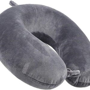 Travel Pillow 100% Pure Memory Foam Neck Pillow Airplane for Traveling,Car, Train,Napping,Traveling,Washable Cover (Grey)