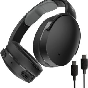 Skullcandy Hesh Evo Wireless Over-Ear Bluetooth Headphones with Extra USB-C Charging Cable, Noise Isolating, 36 Hours Battery, Foldable Lightweight Design, Microphone for iPhone Android - True Black