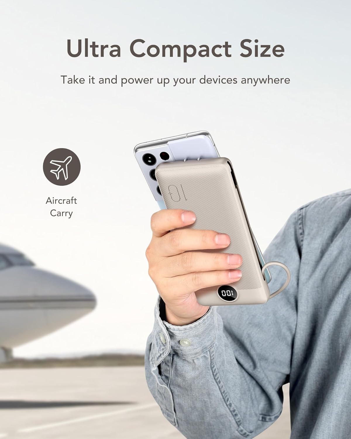 VEGER Portable Charger with Built-in AC Plug and Cables, All in One 10000mAh Ultra Slim Power Bank Travel Essentials, 15W Fast Charging Battery Pack Compatible with iPhone, Samsung, Android (Coffee) - Image 8