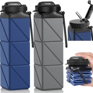 2pcs Collapsible Water Bottles 20.6oz Foldable Water Bottle BPA Free Reusable Lightweight LeakProof Travel Silicone Water Bottles for Travel Gym Hiking Camping Cycling Yoga Sports Outdoor