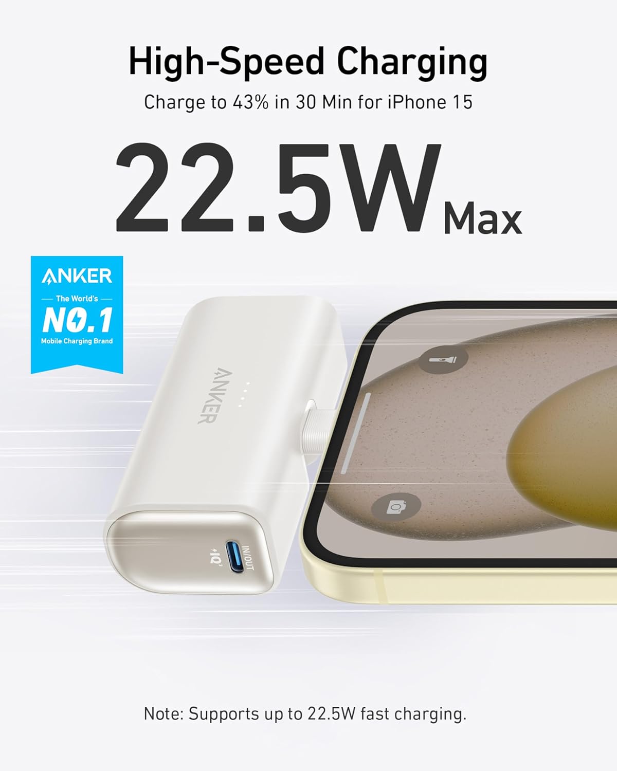 Anker iPhone 16 Portable Charger, Nano Power Bank with Built-in USB C Connector, 5,000mAh Portable Charger 22.5W, for iPhone 16/15 Series, Samsung S22/23 Series, iPad Pro/Air, AirPods, and More - Image 2