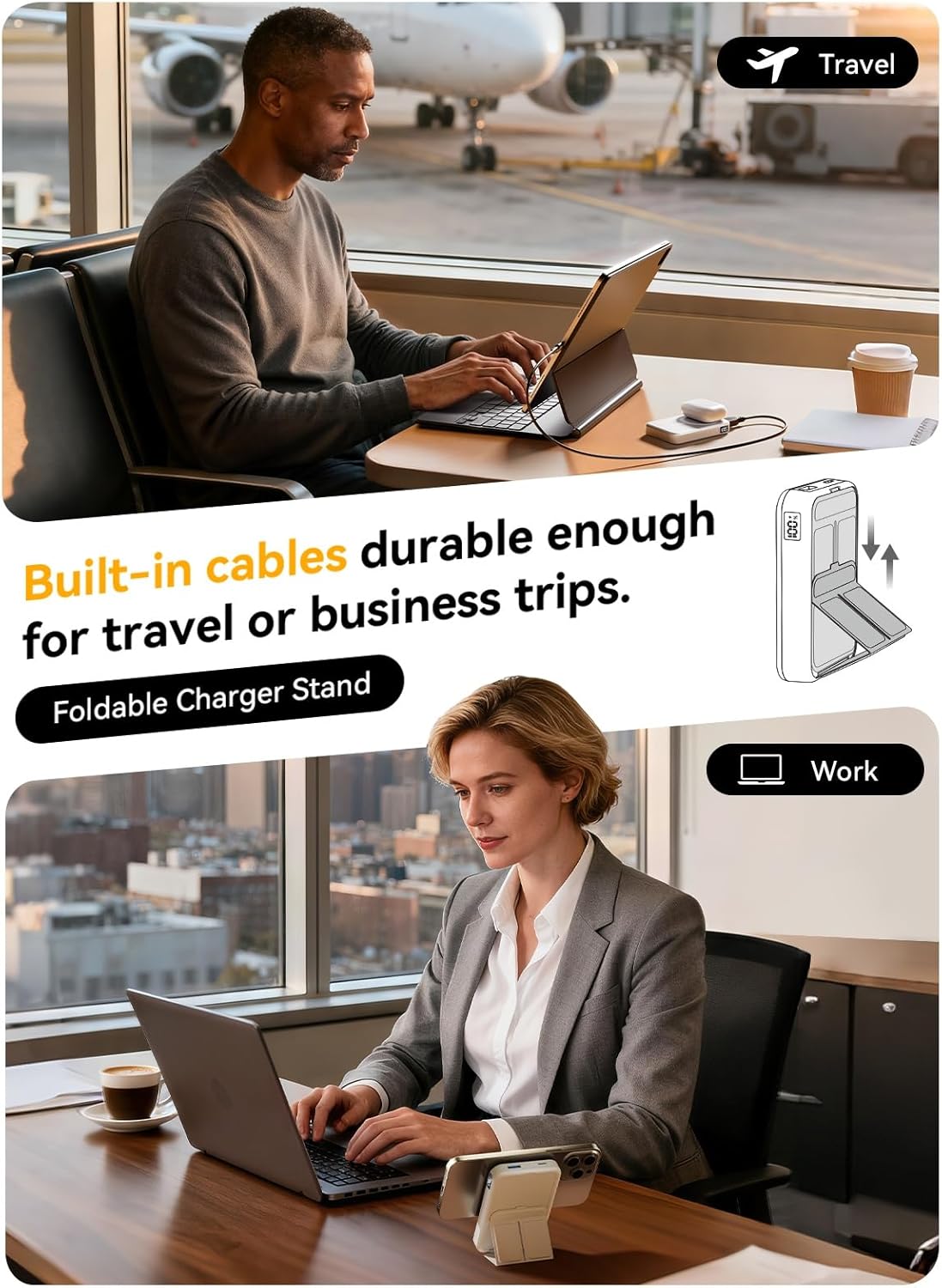 Magnetic Portable Charger, 10000mAh Power Bank with Leather Foldable Stand - Travel Essentials, USB-C 20W Fast Charging for Magsafe Battery Pack, Compatible with iPhone 17/16/15/14/13 Series - Image 6