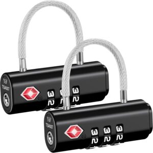 Puroma 2 Pack Luggage Locks TSA Approved, TSA Locks for Luggage Travel Lock Black Resettable Combination Zinc Alloy for Suitcase, Backpack, Laptop Bag, Gym Locker, Toolbox