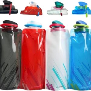 4 Pack Collapsible Water Bottles for Travel – 24oz Foldable Water Bottle with Leakproof Lid, Food-Grade Silicone Portable Reusable BPA-Free Water Bottle for Hiking,Sports,Camping,Biking