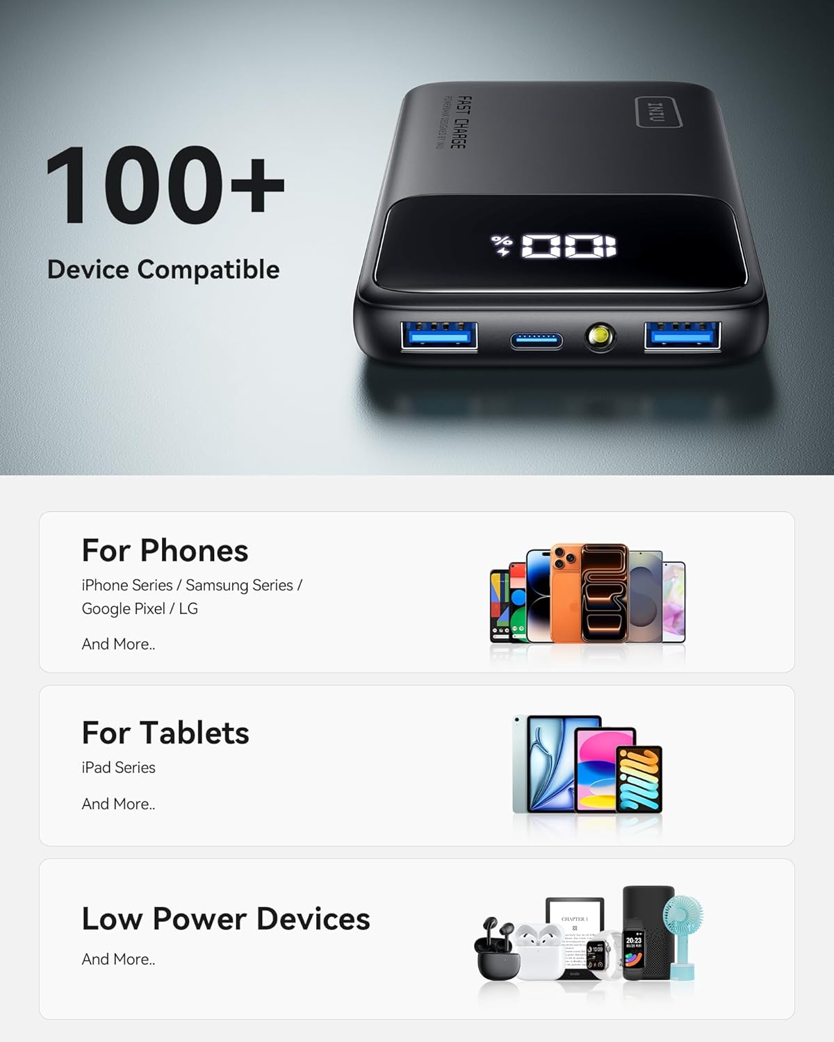 INIU Portable Charger, Slimmest Fast Charging 10000mAh USB C in/Out Power Bank, 22.5W PD3.0 QC4+ Battery Pack, Portable Phone Charger for iPhone 16 15 14 13 12 Pro Samsung S22 S21 Google AirPods iPad - Image 7