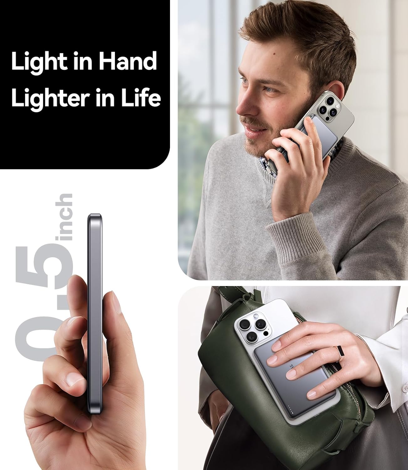 TORRAS MiniMag Power Bank,Ultra-Slim 10,000mAh Magnetic Wireless Portable Charger, 22.5W Fast Charging iPhone Air MagSafe Battery Pack Designed for iPhone 17 Pro Max/17 Pro/Air/16/15/14/13/12, Gray - Image 8