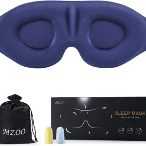 MZOO Luxury Sleep Eye Mask for Side Sleeper Men Women, Zero Eye Pressure 3D Sleeping Mask, Light Blocking Patented Design Night Blindfold, Soft Eye Shade Cover for Travel, Blue