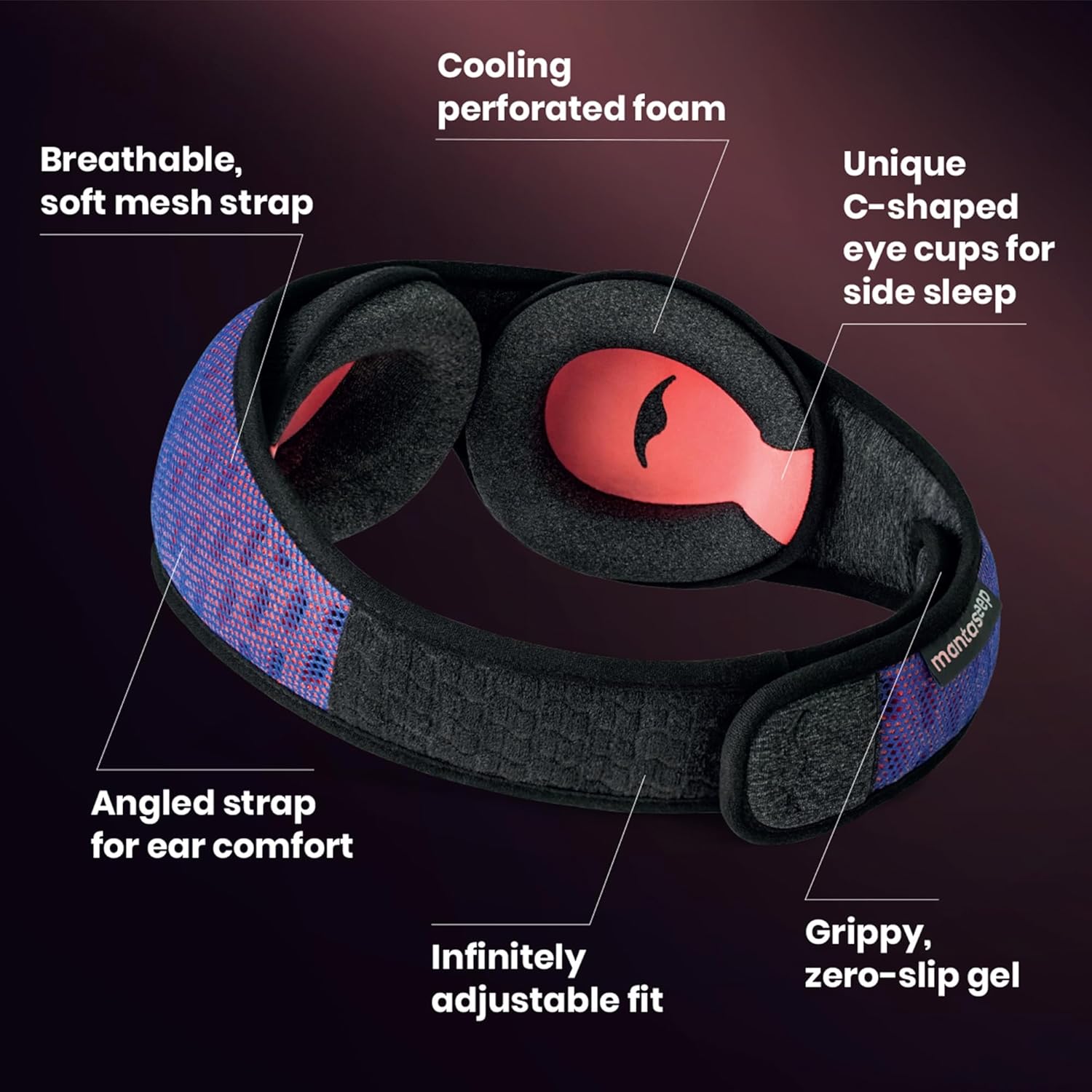 Manta Pro Sleep Mask - 100% Light Blocking Sleep Mask for Side Sleepers, Breathable and Comfortable, Spacious & Zero Pressure for Long Lashes, Perfect for Sleep/Travel/Nap/Shift Work - Image 7