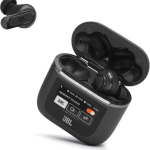 JBL Tour Pro 2 - True Wireless Noise Cancelling Earbuds with Smart Charging Case, 6-mic Perfect Calls with Voice Control, Up to 40hrs of Playtime, Immersive JBL Spatial Sound (Black)